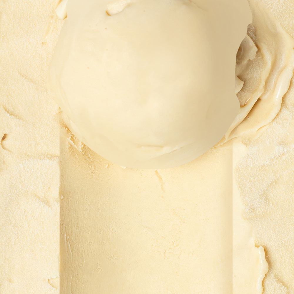 Close-up of half scooped soy gula melaka