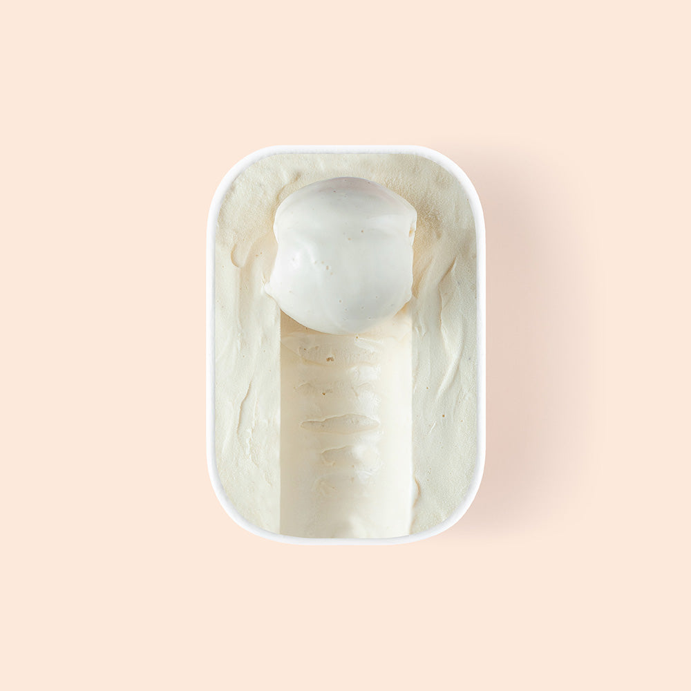 Overview of half scooped earl grey sakura gelato