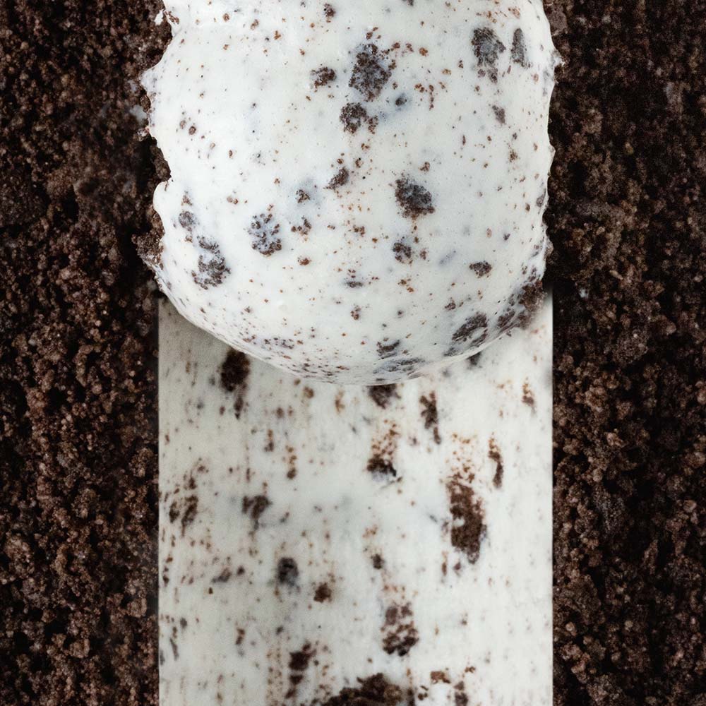 Close-up of half scooped hokkaido cookies gelato