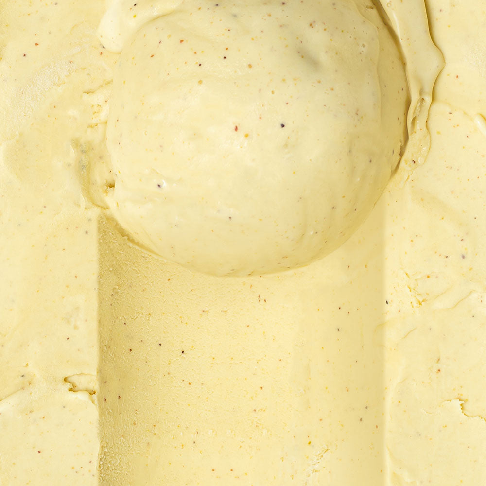 Close-up of half scooped sicilian pistachio